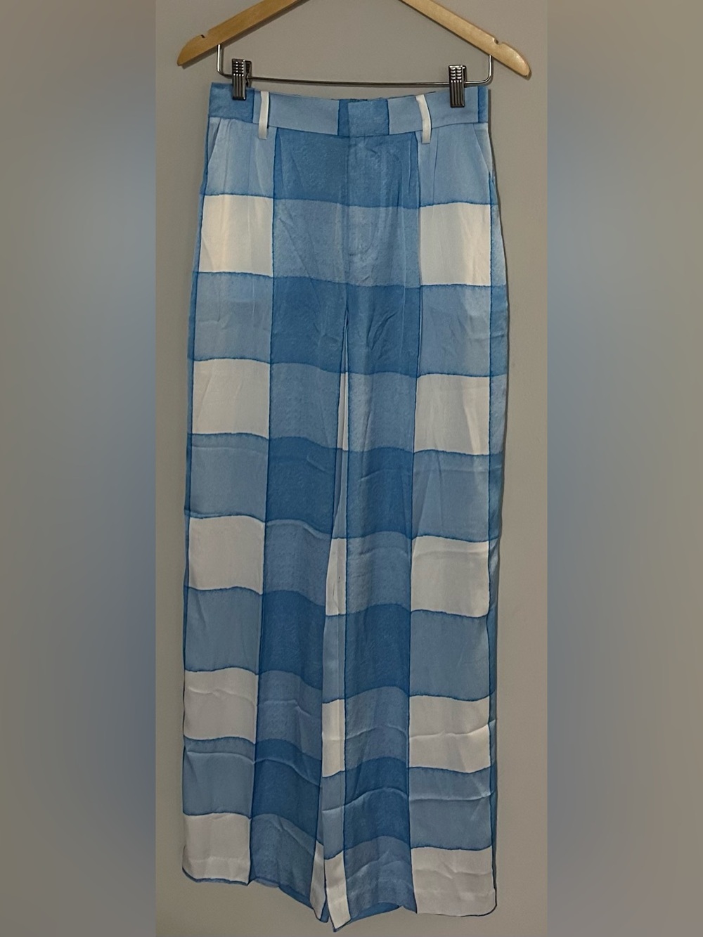 NWT Vineyard Vines women’s 2 luxe trouser wc gingham atlas blue/white